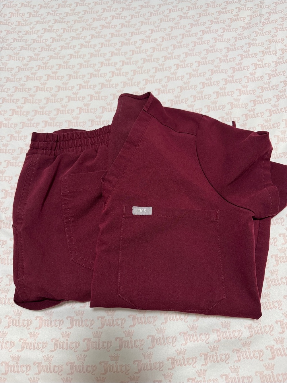 Figs Burgundy Scrub Bottoms and Top Set